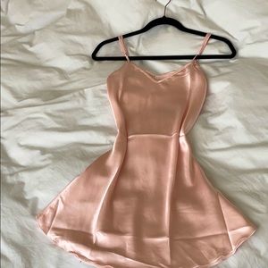 silky pink slip dress